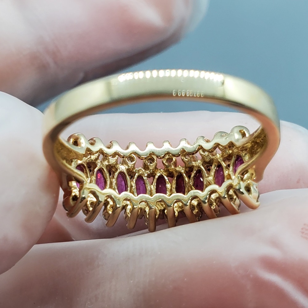 1.73ctw Ruby & Diamond Band Ring 14k solid Gold - Picture 12 of 13